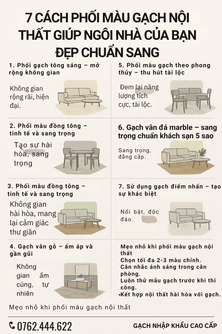 7 Cách Phối Màu Gạch Nội Thất Đẹp Chuẩn San
